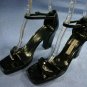 ANNE KLEIN BLACK PATENT ANKLE STRAP PLATFORM SANDAL 8.5