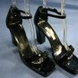 ANNE KLEIN BLACK PATENT ANKLE STRAP PLATFORM SANDAL 8.5