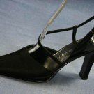 NINE WEST BLACK SATIN POINTY TOE SLINGBACK PUMPS 7.5 M