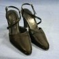 NINE WEST BLACK SATIN POINTY TOE SLINGBACK PUMPS 7.5 M