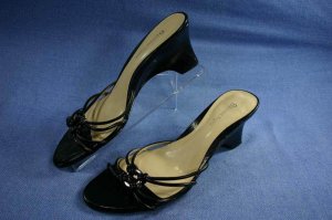 ETIENNE AIGNER BLACK STRAPPY WEDGE SLIDE SANDAL 10 M