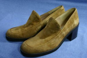 ENZO ANGIOLINI CAMEL SUEDE MID-HEEL LOAFERS SHOES 7.5 N