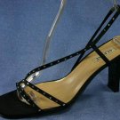 ALFANI BLACK SATIN & RHINESTONE EVENING SANDALS 8.5 M