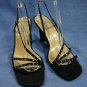 ALFANI BLACK SATIN & RHINESTONE EVENING SANDALS 8.5 M