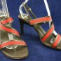 ANNE KLEIN GREEN & RED STRAPPY HIGH HEEL SANDALS 7.5 M