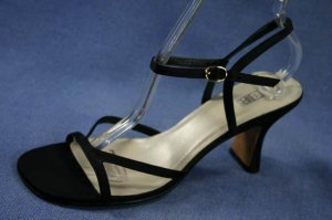 B P NORDSTROM WOMENS BLACK SATIN EVENING SANDALS 7.5 M