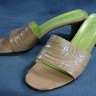CLASSIQUES ENTIER PINK CROCO LEATHER SLIDES SANDALS 9 M