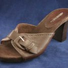 AEROSOLES WOMENS BRN LEATHER SLIDE SANDALS HEELS 10 NEW