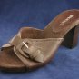 AEROSOLES WOMENS BRN LEATHER SLIDE SANDALS HEELS 10 NEW