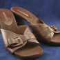 AEROSOLES WOMENS BRN LEATHER SLIDE SANDALS HEELS 10 NEW