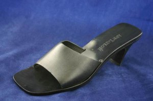 ANN TAYLOR WOMENS BLACK LEATHER SLIDE SANDALS 7 M MINT