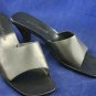 ANN TAYLOR WOMENS BLACK LEATHER SLIDE SANDALS 7 M MINT