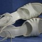 FRANCO SARTO WOMEN BONE LEATHER ANKLE STRAP SANDALS 8.5