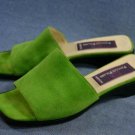 PHYLLIS POLAND GREEN SUEDE SLIDES FLATS SANDALS 7 B