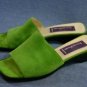 PHYLLIS POLAND GREEN SUEDE SLIDES FLATS SANDALS 7 B