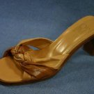 JOAN & DAVID 2-TONE BROWN LEATHER SLIDE SANDALS 6 M