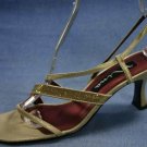 NINA CHAMPAGNE SATIN STRAPPY EVENING SANDALS SHOES 9.5