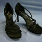 NINE WEST STUDIO BLK SATIN STRAPPY PLATFORM SANDALS 8.5