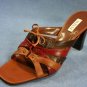 ALFANI BROWN & RED LEATHER HIGH HEEL SLIDE SANDALS 8 M