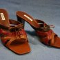 ALFANI BROWN & RED LEATHER HIGH HEEL SLIDE SANDALS 8 M