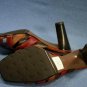 ALFANI BROWN & RED LEATHER HIGH HEEL SLIDE SANDALS 8 M