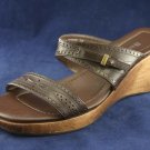ETIENNE AIGNER BROWN LEATHER PLATFORM SANDALS 8 M MINT