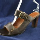 ANNE KLEIN WOMENS BRN LEATHER HEEL SLIDE SANDALS 9 M