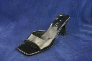 PALOMA WOMENS BLACK LEATHER SLIDES SANDALS PUMPS 8 M