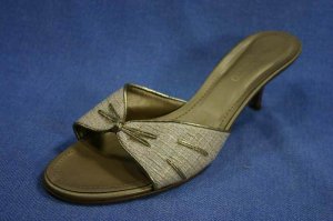 BELLOFATTO JUTE & GOLD LEATHER SLIDES SANDALS 10 B EXCL