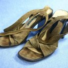 VIA SPIGA BROWN SUEDE ANKLE WRAP SANDALS HEELS 6.5 M