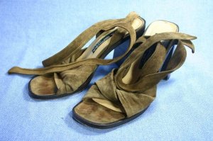 VIA SPIGA BROWN SUEDE ANKLE WRAP SANDALS HEELS 6.5 M