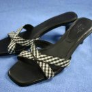 ANN TAYLOR LOFT BROWN & WHITE MID HEEL SANDALS 6 M
