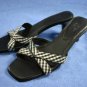 ANN TAYLOR LOFT BROWN & WHITE MID HEEL SANDALS 6 M