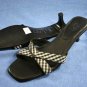 ANN TAYLOR LOFT BROWN & WHITE MID HEEL SANDALS 6 M