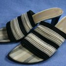 PANCALDI ITALY BLACK & TAN STRETCH SLIDE SANDALS 8.5 M
