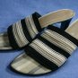 PANCALDI ITALY BLACK & TAN STRETCH SLIDE SANDALS 8.5 M