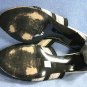 PANCALDI ITALY BLACK & TAN STRETCH SLIDE SANDALS 8.5 M