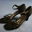 AMALFI WOMENS BLACK SILK EVENING SANDALS PUMPS 9 B MINT