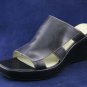 JOAN & DAVID BLK LEATHER WEDGE PLATFORM SANDALS 10 M