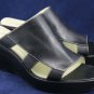 JOAN & DAVID BLK LEATHER WEDGE PLATFORM SANDALS 10 M