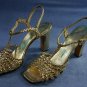 VINTAGE AMANO WOVEN GOLD STRAPPY LEATHER SANDALS 7 N