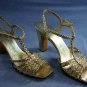 VINTAGE AMANO WOVEN GOLD STRAPPY LEATHER SANDALS 7 N