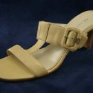 ANN KLEIN TAN LEATHER HIGH HEEL SLIDE SANDALS 8.5 M EUC