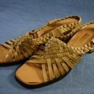 VINTAGE 60'S CARESSA TAN WOVEN SLINGBACK SANDALS 10 N