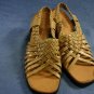 VINTAGE 60'S CARESSA TAN WOVEN SLINGBACK SANDALS 10 N