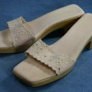 RICHARD TYLER PINK WOOD SOLE SLIDE SANDALS 9 B