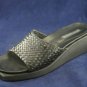 SESTO MEUCCI BLK WOVEN LEATHER WEDGE SLIDE SANDALS 8.5