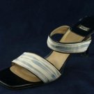 STUART WEITZMAN BLUE FABRIC PATENT SLIDE SANDALS 8 B