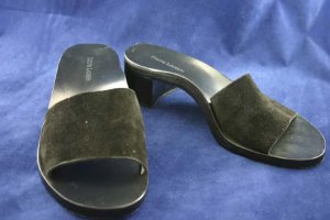 RALPH LAUREN WOMENS BLACK SUEDE SLIDE SANDALS 8 B