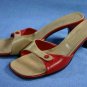 CASADEI $395 RED & TAN SLIDE SANDALS HEEL PUMP 7 M $395